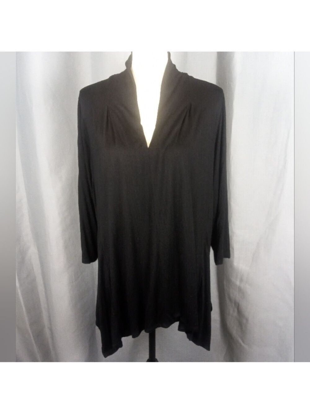 Cable & Gauge black 3/4 length sleeve blouse, size 1X